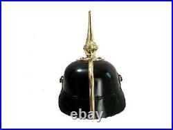 WWI WWII German Pickelhaube Long Spiked Helmet Black Prussian Helmet