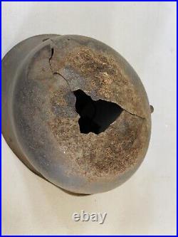 WWI or WWII German foot soldier helmet bullet holes ww1 ww2 world war 11B55