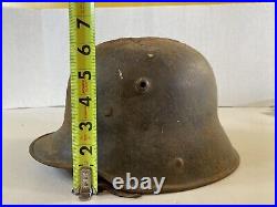 WWI or WWII German foot soldier helmet bullet holes ww1 ww2 world war 11B55