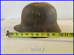 WWI or WWII German foot soldier helmet bullet holes ww1 ww2 world war 11B55