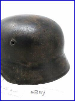 WWII 66th Infantry Captured Northern France Mailed German M40 Camo Helmet Relic