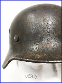 WWII 66th Infantry Captured Northern France Mailed German M40 Camo Helmet Relic