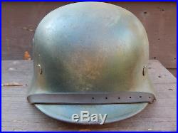 WWII GERMAN ET66 M40 CAMOUFLAGE HELMET complete with liner and chinstrap