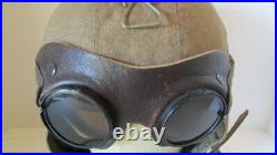 WWII GERMAN LUFTWAFFE LEATHER FLIGHT HELMET withALL ELECTRONICS WITH GOGGLES