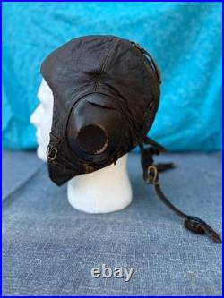 WWII GERMAN LUFTWAFFE LKpW 101 WINTER LEATHER FLIGHT HELMET NICE CONDITION