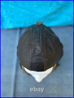 WWII GERMAN LUFTWAFFE LKpW 101 WINTER LEATHER FLIGHT HELMET NICE CONDITION