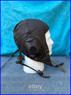 WWII GERMAN LUFTWAFFE LKpW 101 WINTER LEATHER FLIGHT HELMET NICE CONDITION