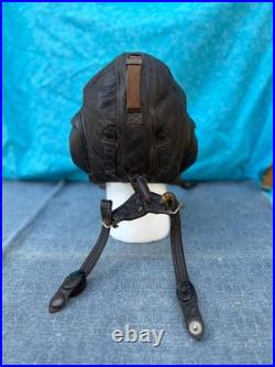 WWII GERMAN LUFTWAFFE LKpW 101 WINTER LEATHER FLIGHT HELMET NICE CONDITION