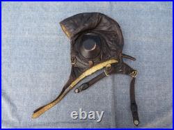 WWII GERMAN LUFTWAFFE LKpW 101 WINTER LEATHER FLIGHT HELMET NICE CONDITION