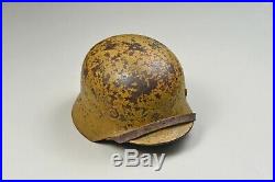 WWII GERMAN M35 AFRIKA KORPS HELMET withTROPICAL CAMOUFLAGE FINISH COMPLETE