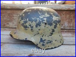 WWII GERMAN M35 ITALIAN CAMO HELMET 1938 dated ET 64 early DD with chinstrap