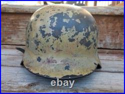 WWII GERMAN M35 ITALIAN CAMO HELMET 1938 dated ET 64 early DD with chinstrap