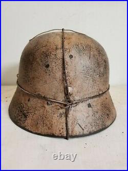 WWII GERMAN M35 Winter 3 Wire camo HELMET With Hand Aged Paint Work and Liner