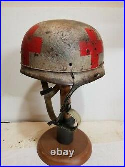 WWII GERMAN M37 Winter Medic Paratrooper HELMET WithHand Aged Paint Work and Liner