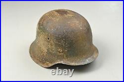 WWII GERMAN M42 CAMOFLAGED ARMY HELMET withLINER & CHINSTRAP
