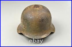 WWII GERMAN M42 CAMOFLAGED ARMY HELMET withLINER & CHINSTRAP