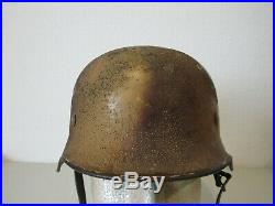 WWII German Air Force M-40 Q66 4824 camo helmet with liner and chinstrap