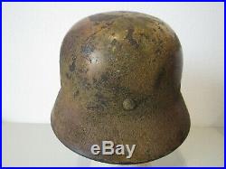WWII German Air Force M-40 Q66 4824 camo helmet with liner and chinstrap
