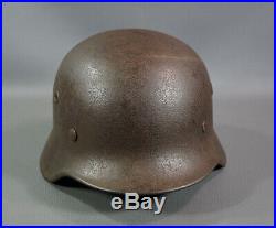 WWII German Army Heer Wehrmacht M40 Steel Combat Helmet Size Q62 Linear Authent