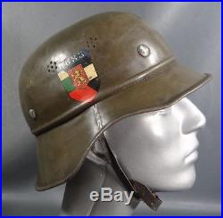 WWII German Army Luftschutz Gladiator Helmet Hat M38 Bulgarian Decal Liner Strap