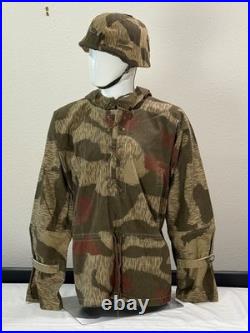 WWII German Camo Winter REVERSIBLE Field Jacket & HELMET COVER Repro XL XXL WW2