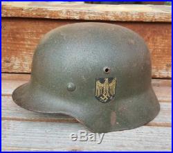 WWII German Double Decal Army Helmet with Both Decals Good helmet