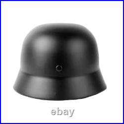 WWII German Elite M35 Steel Helmet Stahlhelm Retro Replica Headwear Glossy Black