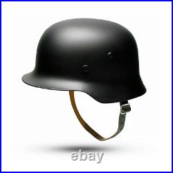 WWII German Elite M35 Steel Helmet Stahlhelm Retro Replica Headwear Glossy Black