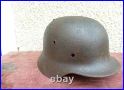 WWII German Helmet M40/64 Battle Damage
