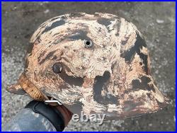 WWII German Helmet M42/EF64 Winter Camo, LW Restored