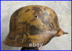 WWII German Helmet M42/hkp64 African Corps DAK Camo, Wehrmacht Restored