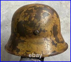 WWII German Helmet M42/hkp64 African Corps DAK Camo, Wehrmacht Restored