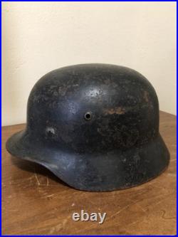 WWII German Helmet Reissue Camo Helmet Q64 Original Complete