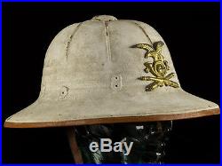 WWII German Italian Rare Pressed Fibre Tropical Helmet