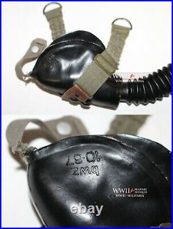 WWII German Luftwaffe Fighter Pilot's Flight Helmet, Oxygen Mask, Scarf & Watch
