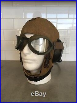 WWII German Luftwaffe LKp-S101 Summer Flight Helmet & Goggles, Sz. 57cm