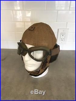 WWII German Luftwaffe LKp-S101 Summer Flight Helmet & Goggles, Sz. 57cm