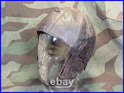 WWII German Luftwaffe Leather Flight Helmet LKpW101 Skull Cap Hat Siemens 1940s