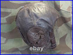 WWII German Luftwaffe Leather Flight Helmet LKpW101 Skull Cap Hat Siemens 1940s