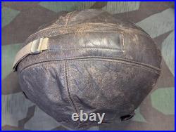 WWII German Luftwaffe Leather Flight Helmet LKpW101 Skull Cap Hat Siemens 1940s