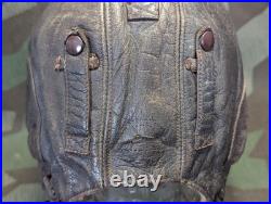 WWII German Luftwaffe Leather Flight Helmet LKpW101 Skull Cap Hat Siemens 1940s