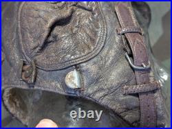 WWII German Luftwaffe Leather Flight Helmet LKpW101 Skull Cap Hat Siemens 1940s WWII German Luftwaffe Leather Flight Helmet LKpW101 Skull Cap Hat Siemens 1940s