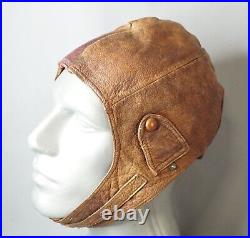 WWII German Luftwaffe Pilot Aviator Brown Leather Flying Flight Helmet H. D