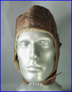 WWII German Luftwaffe Pilot Aviator Leather Winter Fur Flying Flight Helmet