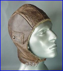 WWII German Luftwaffe Pilot Aviator Leather Winter Fur Flying Flight Helmet