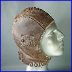 WWII German Luftwaffe Pilot Aviator Leather Winter Fur Flying Flight Helmet