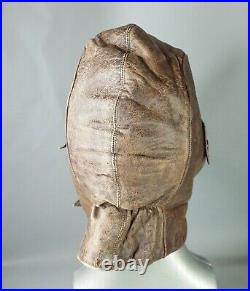 WWII German Luftwaffe Pilot Aviator Leather Winter Fur Flying Flight Helmet