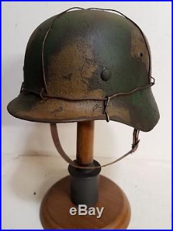WWII German M35 Normandy 3 Wire camo Helmet