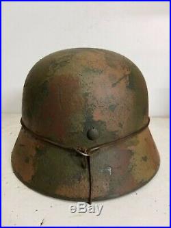 WWII German M35 Normandy aged camo Helmet