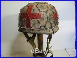 WWII German M38 Fallschirmjager Medic Winter Chickenwire Paratrooper Helmet